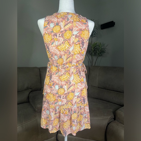 Ann Taylor LOFT Yellow Pink Boho Floral Print Sleeveless Dress Sz XS - Picture 12 of 15